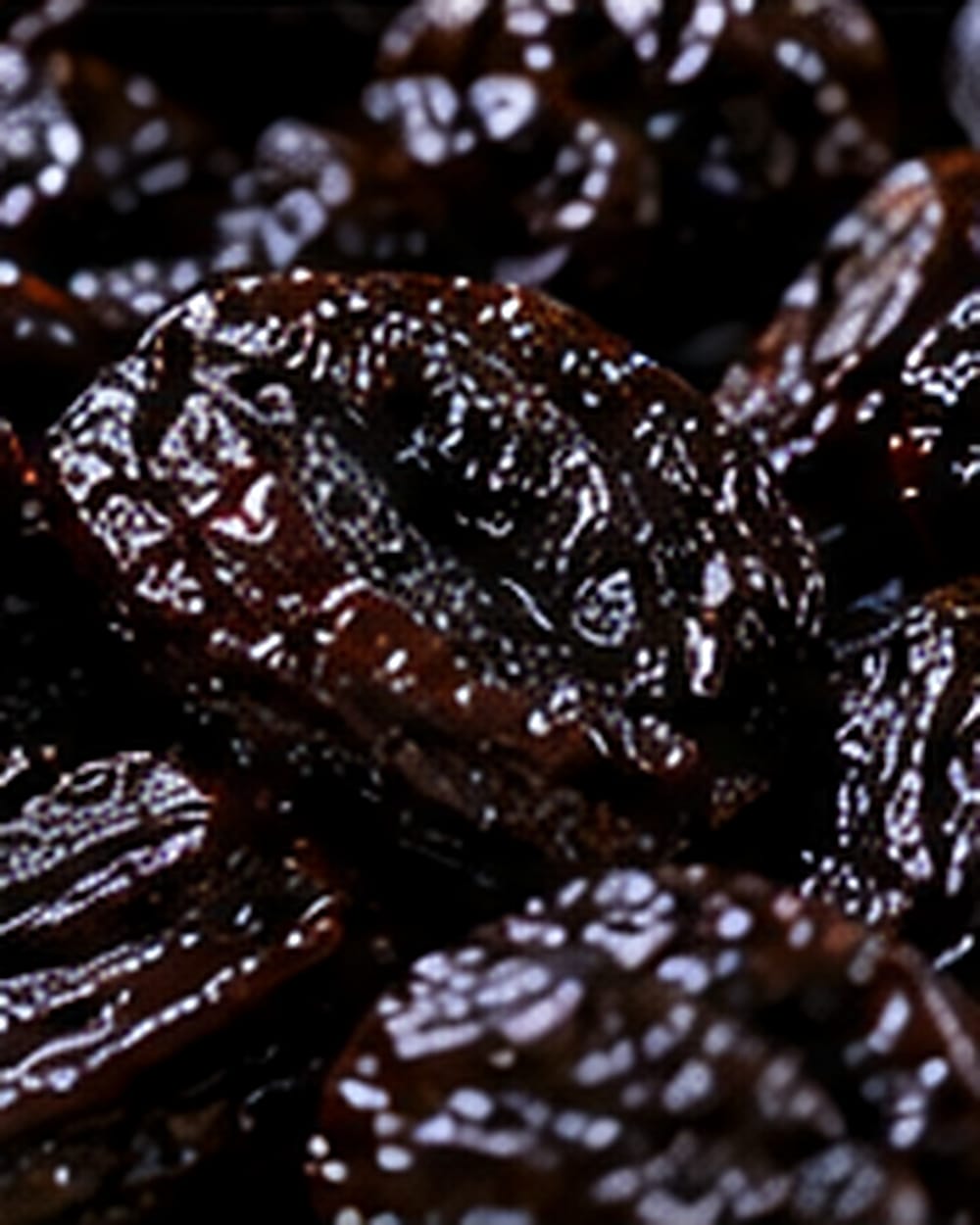 Dried prune texture, close up